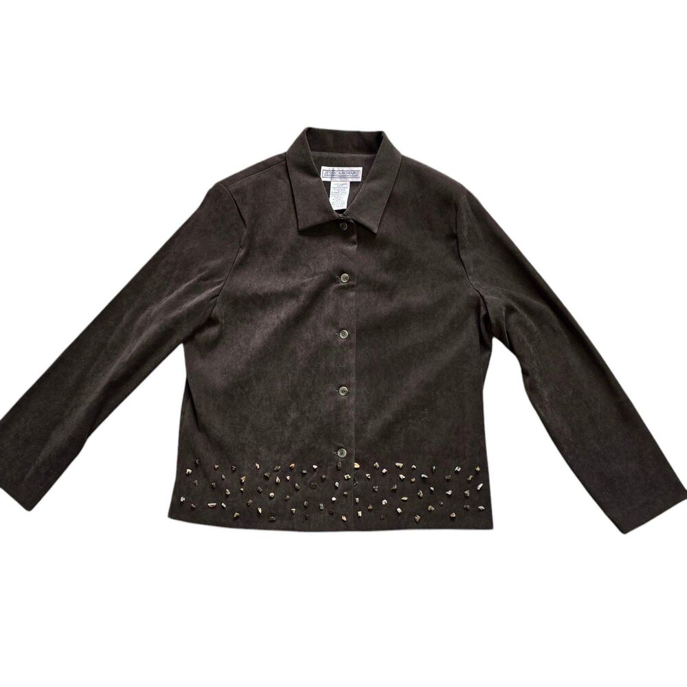 NWT Jessica Howard beaded buttons green closure blazer top jacket. Sz 16